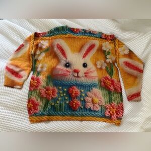 Floral 3D flat design Bunny lightweight Sweater - Multicolor - NEW in pkg